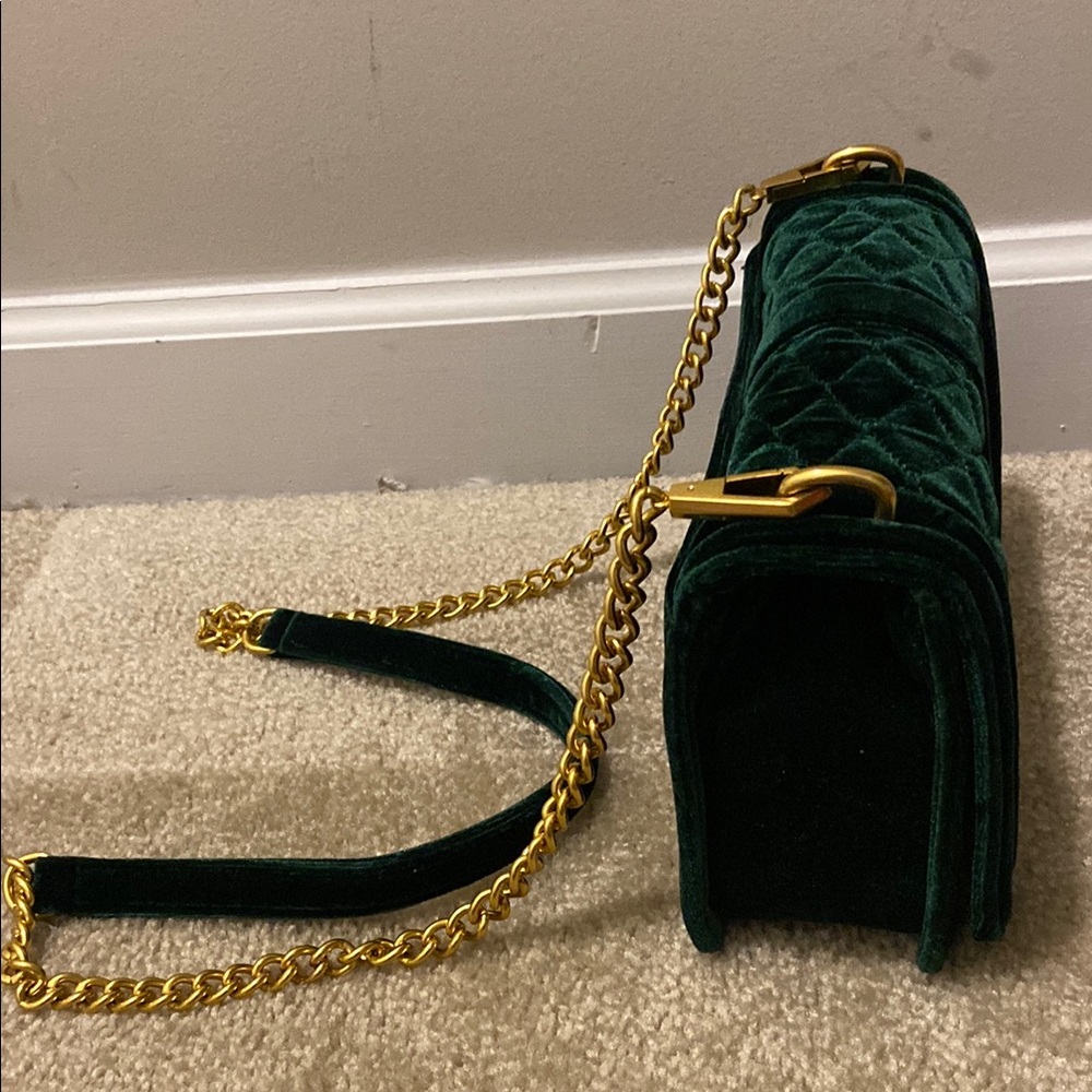 Rebecca Minkoff Green Velvet Bag with Gold Chain - Picture 8 of 8